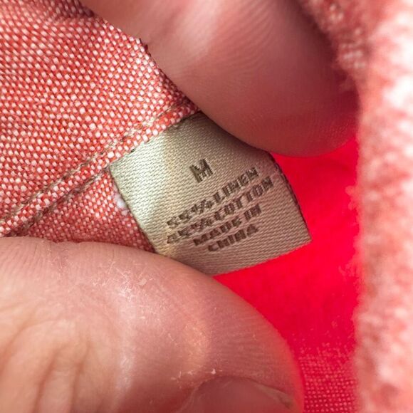 Paradise Collection Shirt Mens Medium REd Linen Blend Button Up Beach - Picture 5 of 8